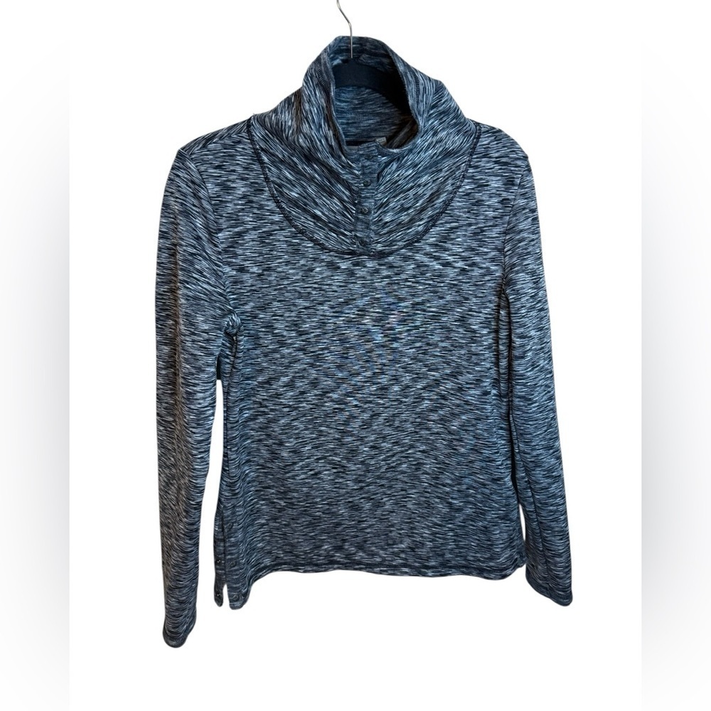 Athleta Space Dye Coastal Fleece Funnel Neck Top